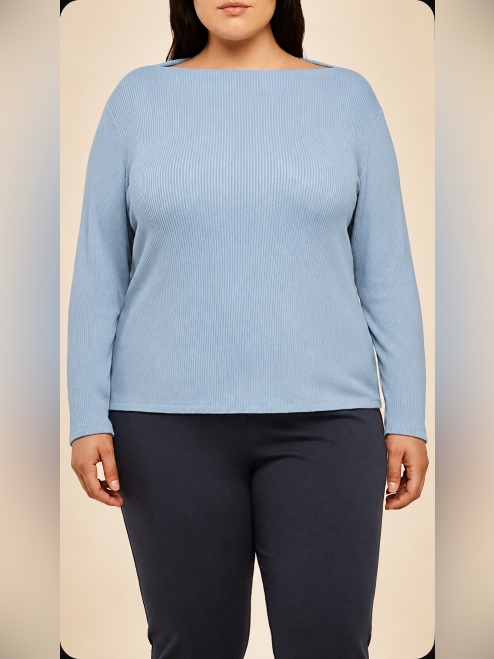Banana Republic Light Blue Ribbed Boatneck Long Sleeve Top XXL NWT